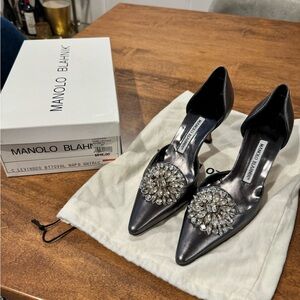 Manolo Blahnik silver/grey heels